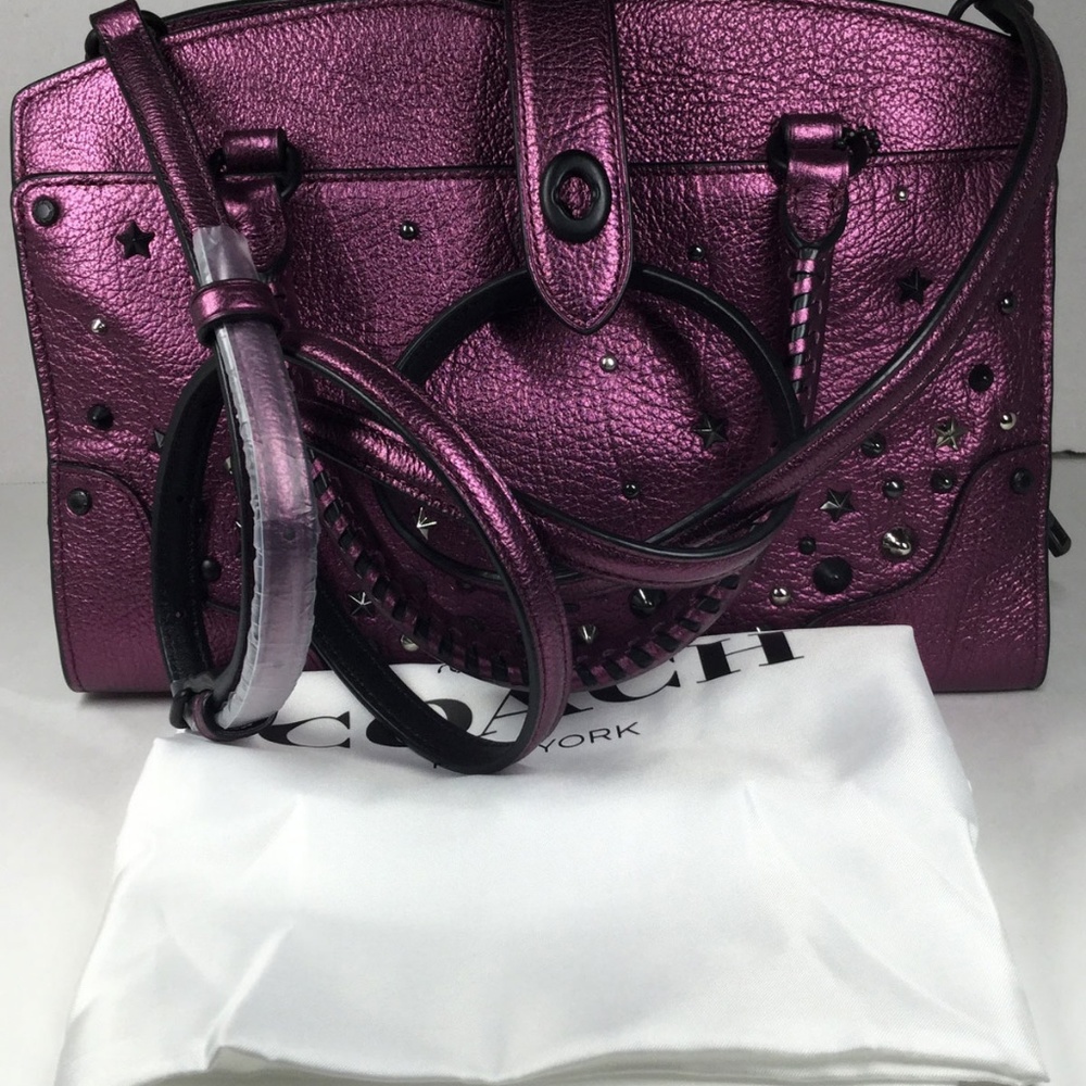 Coach Metallic Mauve Leather Mercer 24 Satchel - Picture 5 of 8